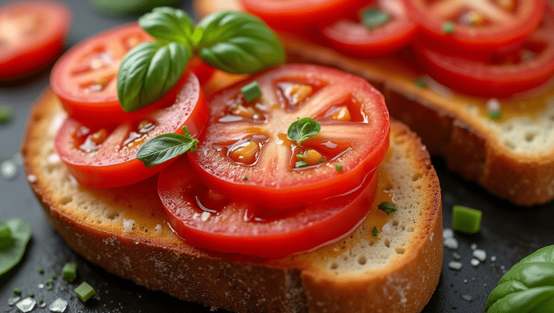 pan de tomates ou tranches de pain grillés à l'ail aux tomates