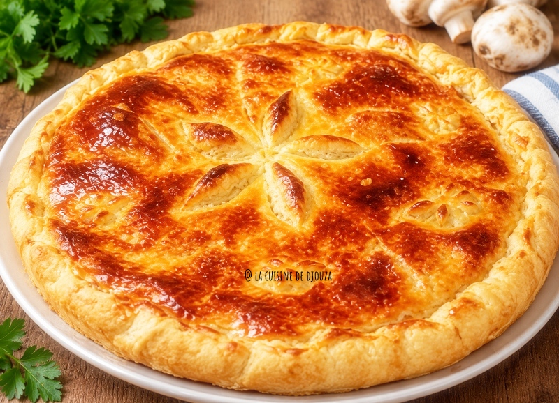 Tourte Feuilletée Dinde et Champignons sortie du four