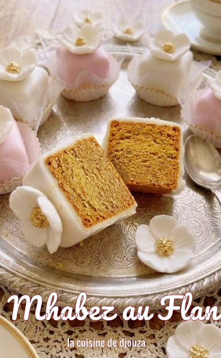 Coupe du gateau algérien mhabez aux noisettes et flan