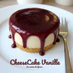 Gateau cheesecake à la vanille et coulis de cassis