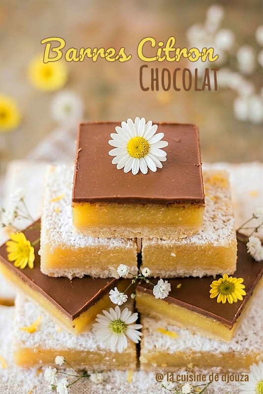 Lemon Bars américaines, carrés citron chocolat