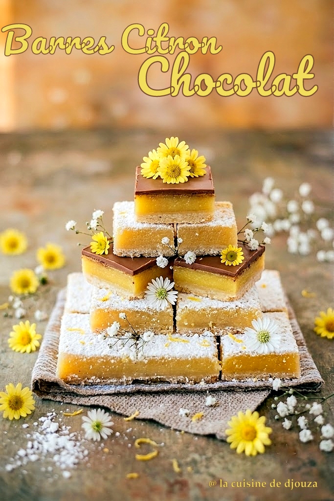 Carrés au citron et chocolat avec crème lemon curd