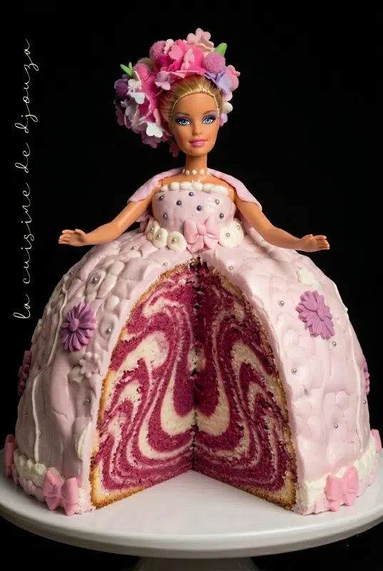 Coupe du gâteau princesse barbie