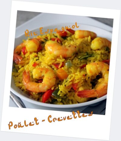 Riz espagnol poulet crevettes