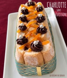 Charlotte au chocolat et oranges confites sans cuisson