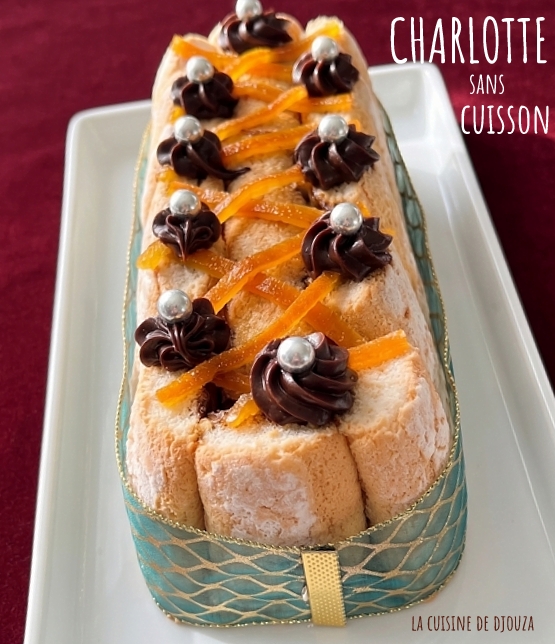 Charlotte au chocolat sans cuisson à l'orange facon buche