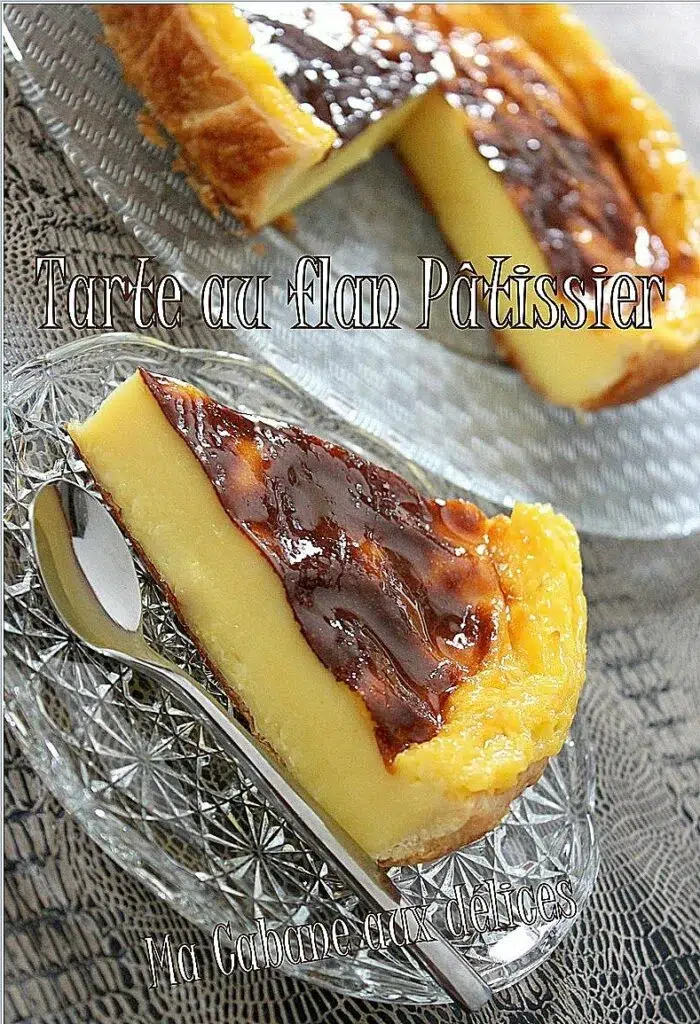 Tarte au flan patissier sur pate feuilletee