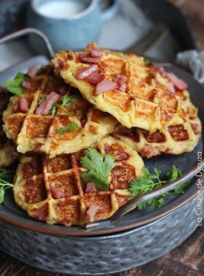 Gaufres de pommes de terre aux lardons