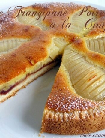 Tarte frangipane poires et confiture de fruits rouges en rosace
