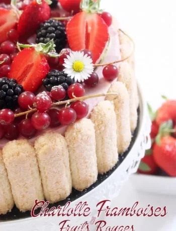 Charlotte à la mousse bavaroise aux fruits rouges et framboises