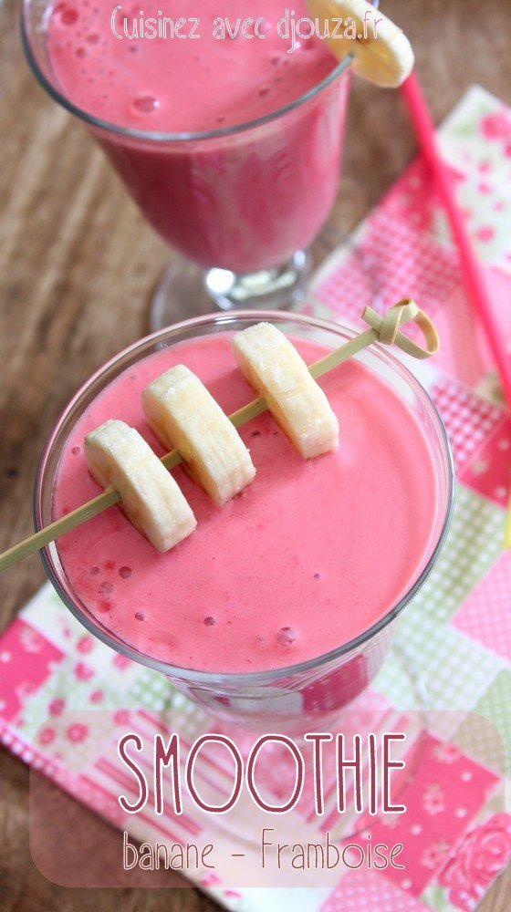 Smoothie cocktail de fruits banane framboise sucre vergeoise