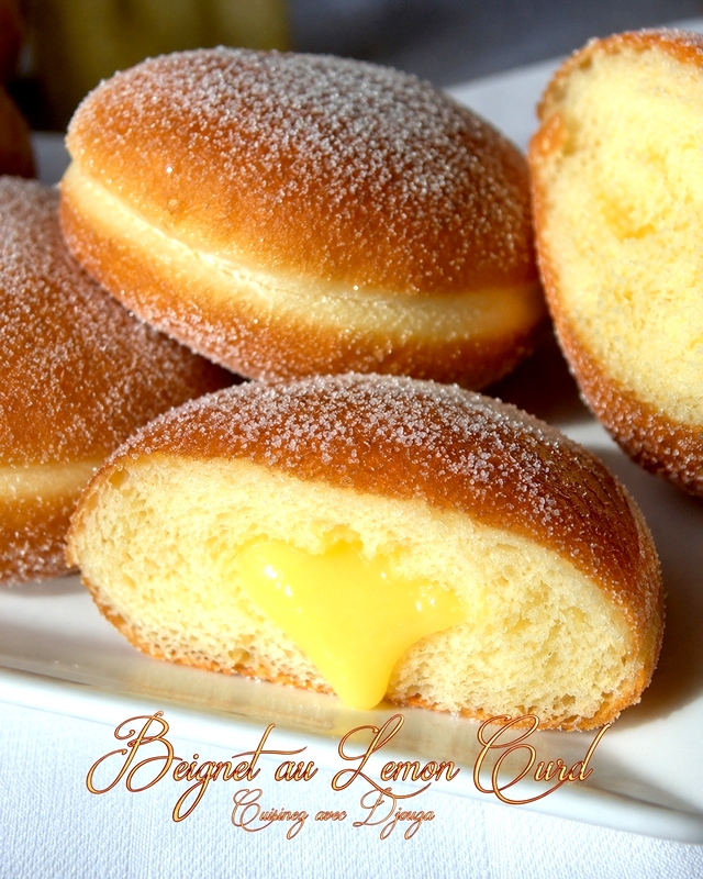 Beignets ronds fourrés au lemon curd avec une texture moelleuse