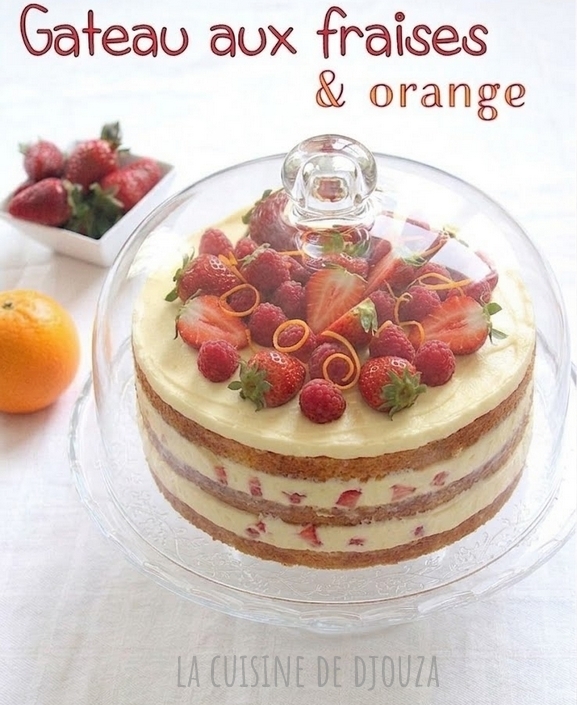Gâteau printanier décoré de fraises,