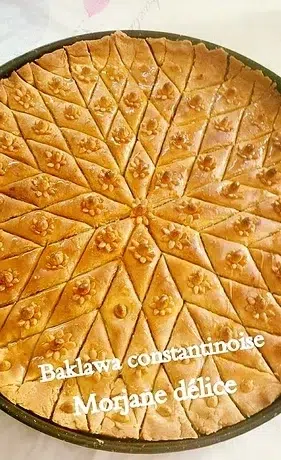 Recette Baklawa en rosace avec schéma de la découpe