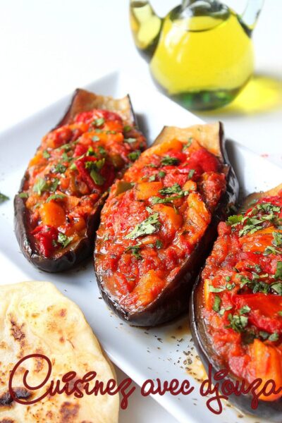 Recette Aubergines Farcies au Four à la Poivronnade