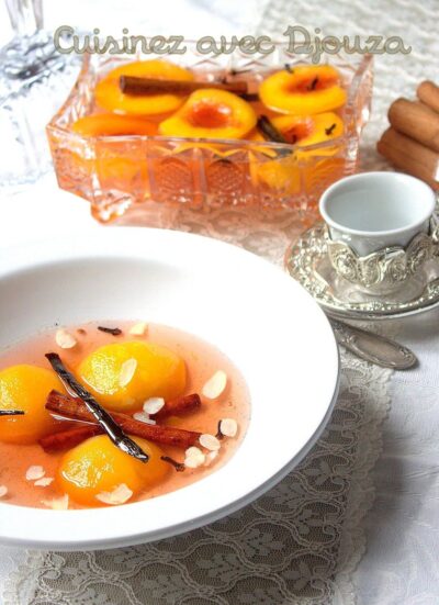 Peche pochée au sirop et épices