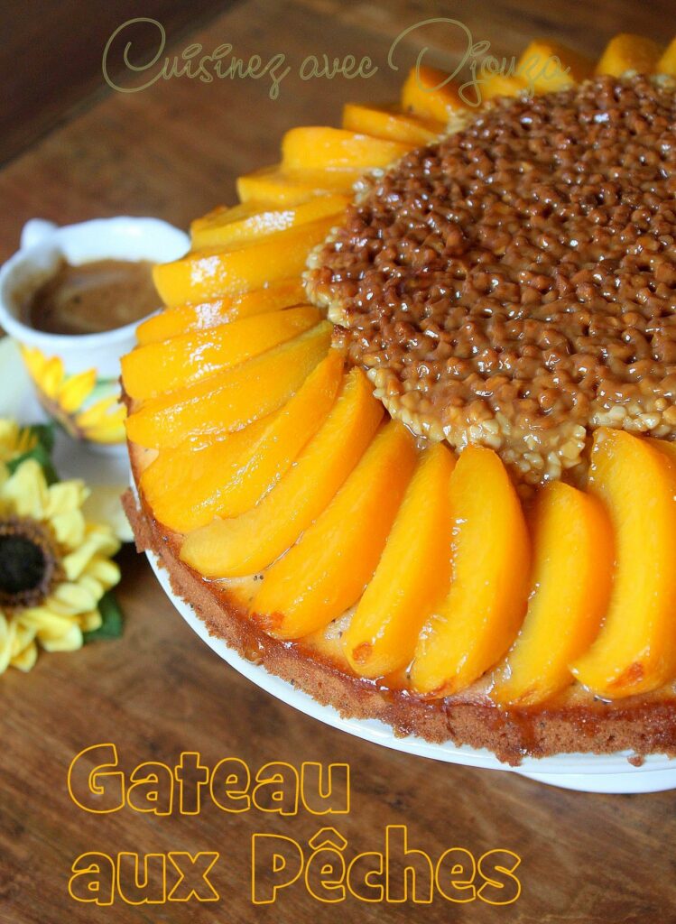 Gateau aux peches au sirop et amandes