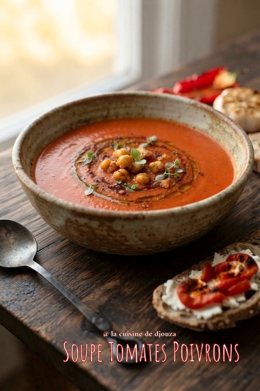 Velouté de tomates et poivrons rôtis maison