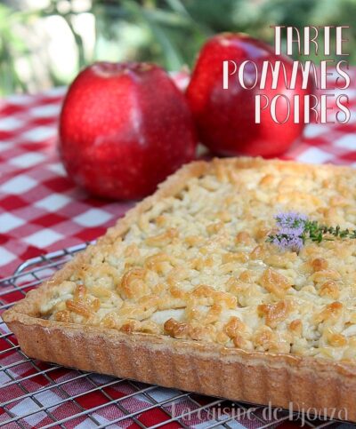 Tarte pommes poires et caramel