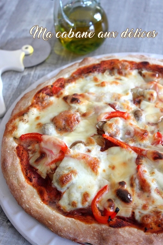 Recette Pizza poivrons champignons mozzarella