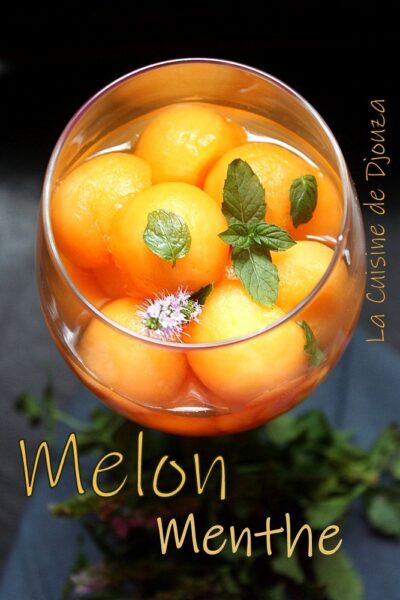 Billes de melon cantaloup à la menthe