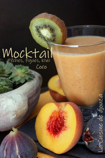Mocktail de pêches figues kiwi coco (cocktail sans alcool)