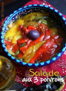 salade de poivrons colorés cuits sauce au vinaigre balsamique
