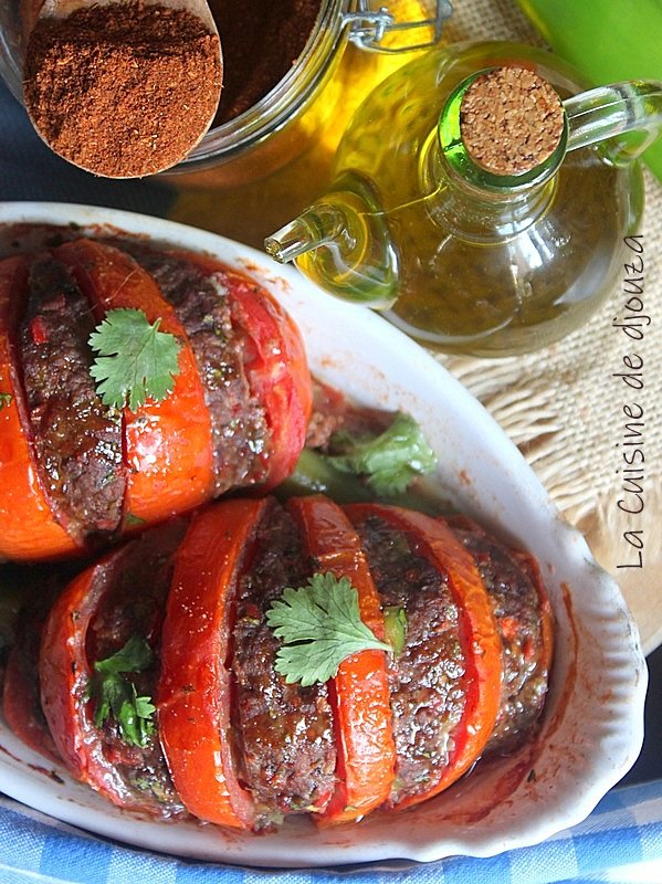 Tomates farcies viande de boeuf haché et épices tandoori