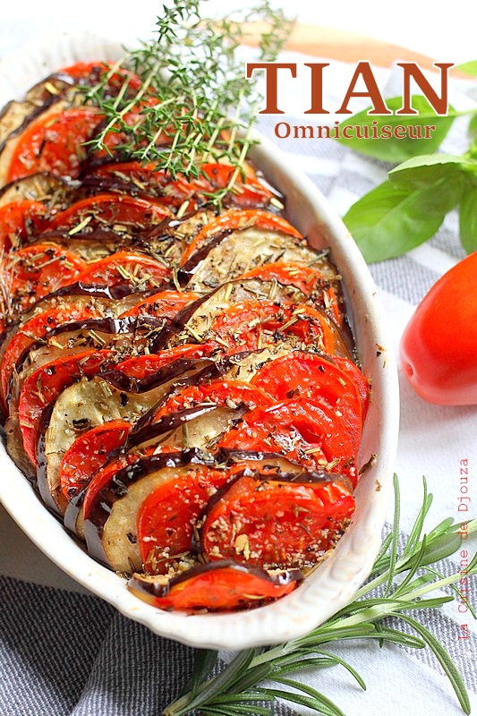 Tian aux légumes aubergine tomate et poivron