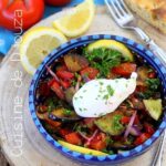 Salade chaude froide aubergines poivrons
