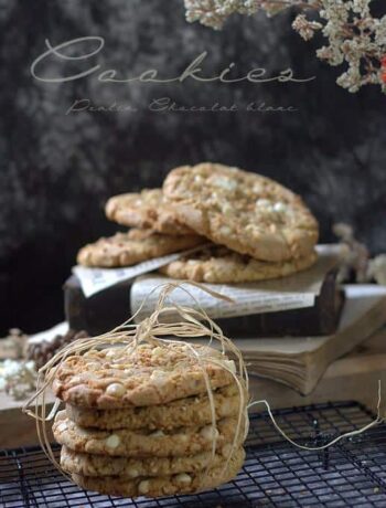 Recette de cookies croustillants chocolat blanc pralin