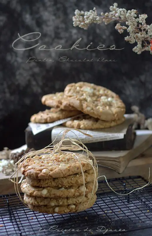 Recette de cookies croustillants chocolat blanc pralin