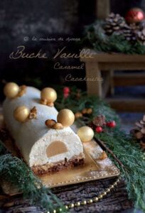 Dessert de noel ganache vanille insert caramel