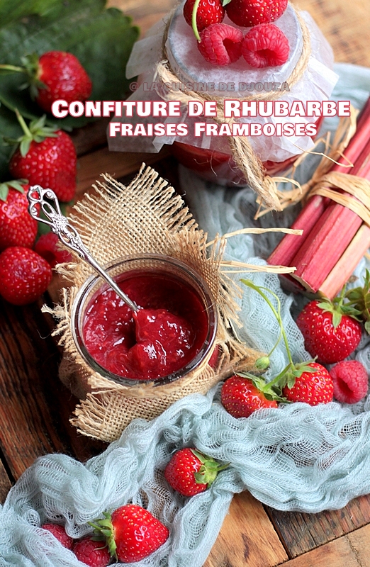 Confiture de rhubarbe fraises et framboises