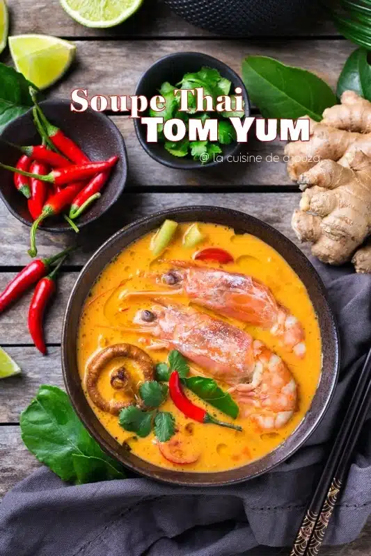 Tom yum soupe thailandaise aux gambas