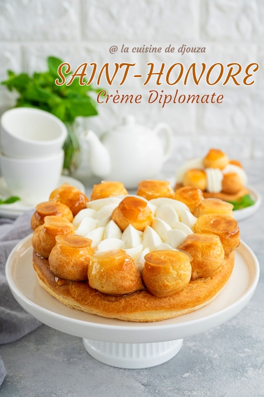 le saint honoré aux choux caramel et crème diplomate