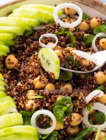 Assiette minceur salade quinoa pois chiches concombre