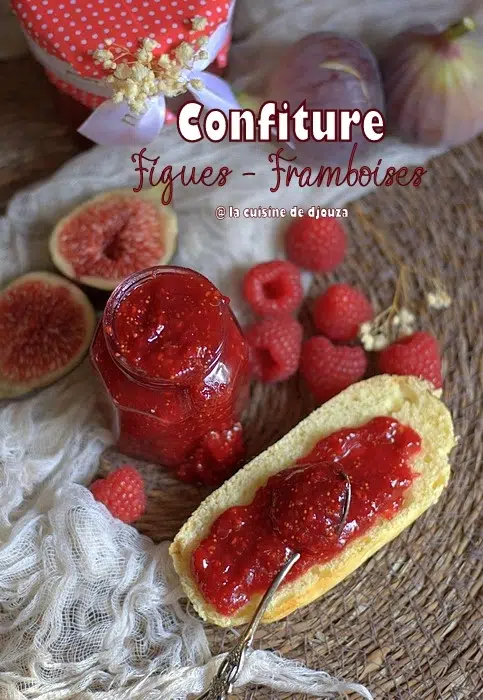 Petit pot de confiture figues-framboises à IG bas, confiture coulante