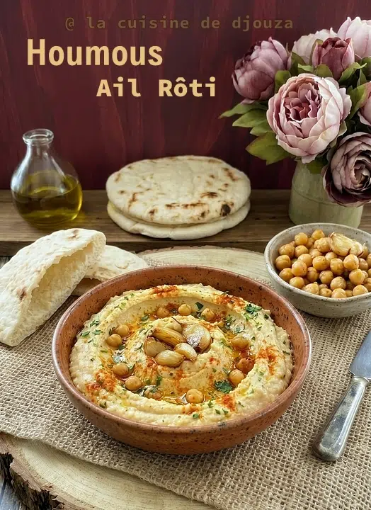 Assiette de houmous maison onctueux