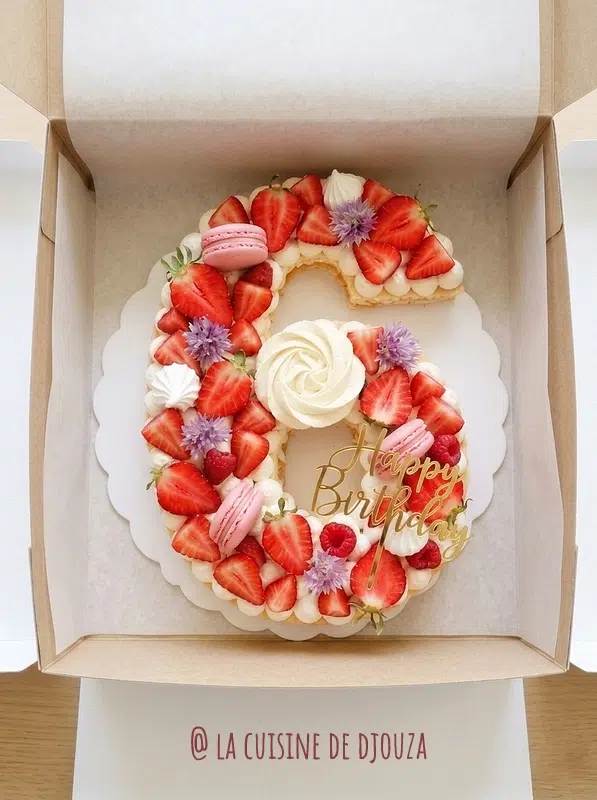 Number cake fraises chantilly mascarpone