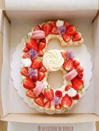 Number cake génoise aux fraises