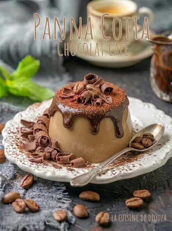 Panna cotta démoulée nappé de chocolat et café