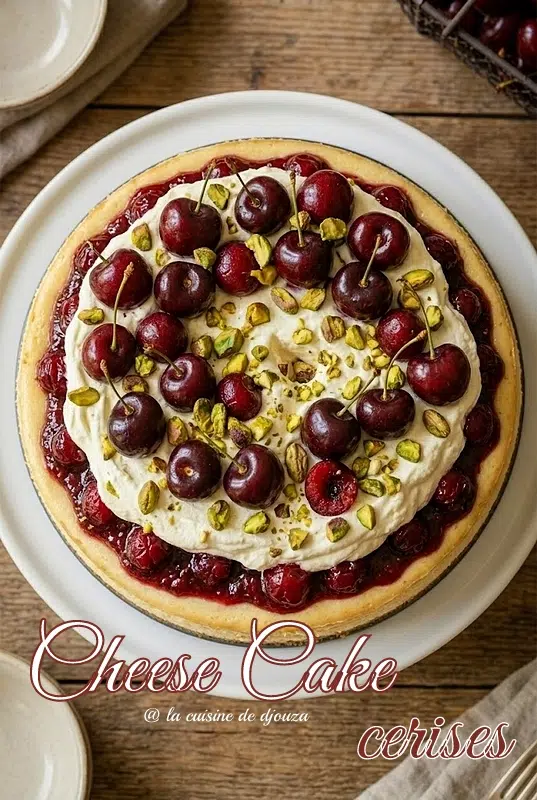 Cheesecake style américain aux cerises et confits de cerises