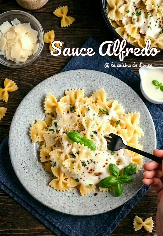 Assiette de farfalles à la sauce Alfredo