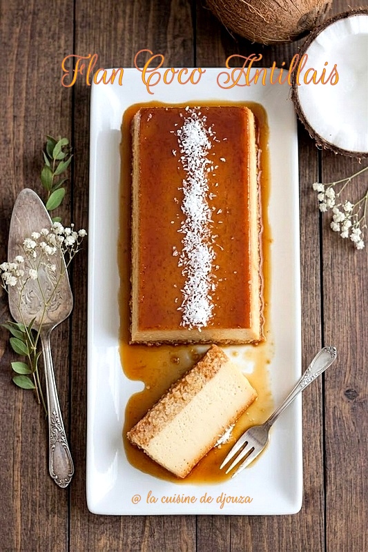 Flan coco antillais traditionnel préparé avec du lait de coco