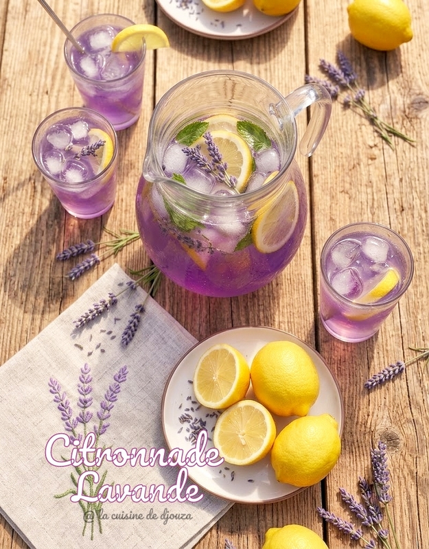 Citronnade maison parfumée aux fleurs de lavande
