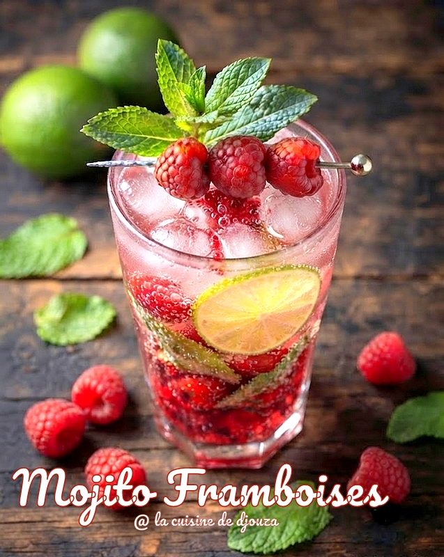Cocktail cubain mojito aux framboises