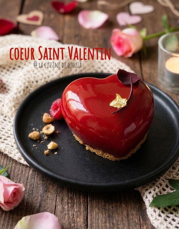 Entremets cœur framboise praliné pour 2